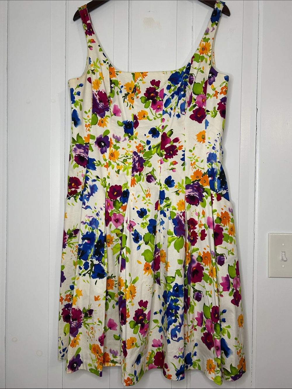American Living 1950 style pleated Sundress with floral watercolor print